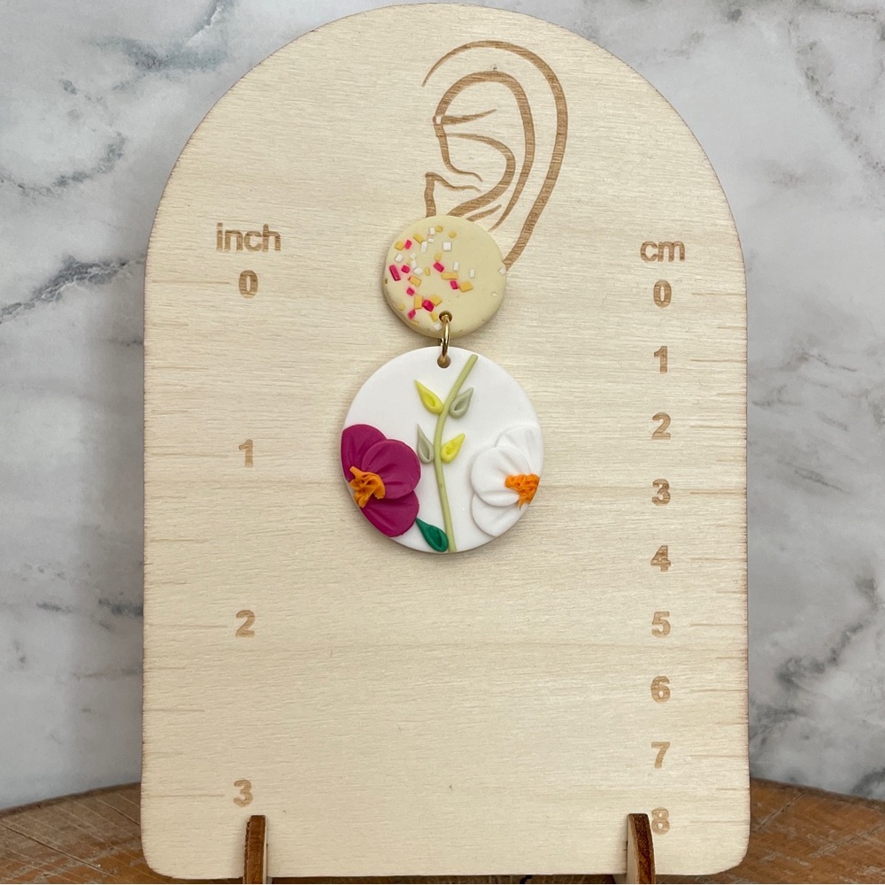 Handmade Polymer Clay Flower Garden Earrings - Picture 2 of 2